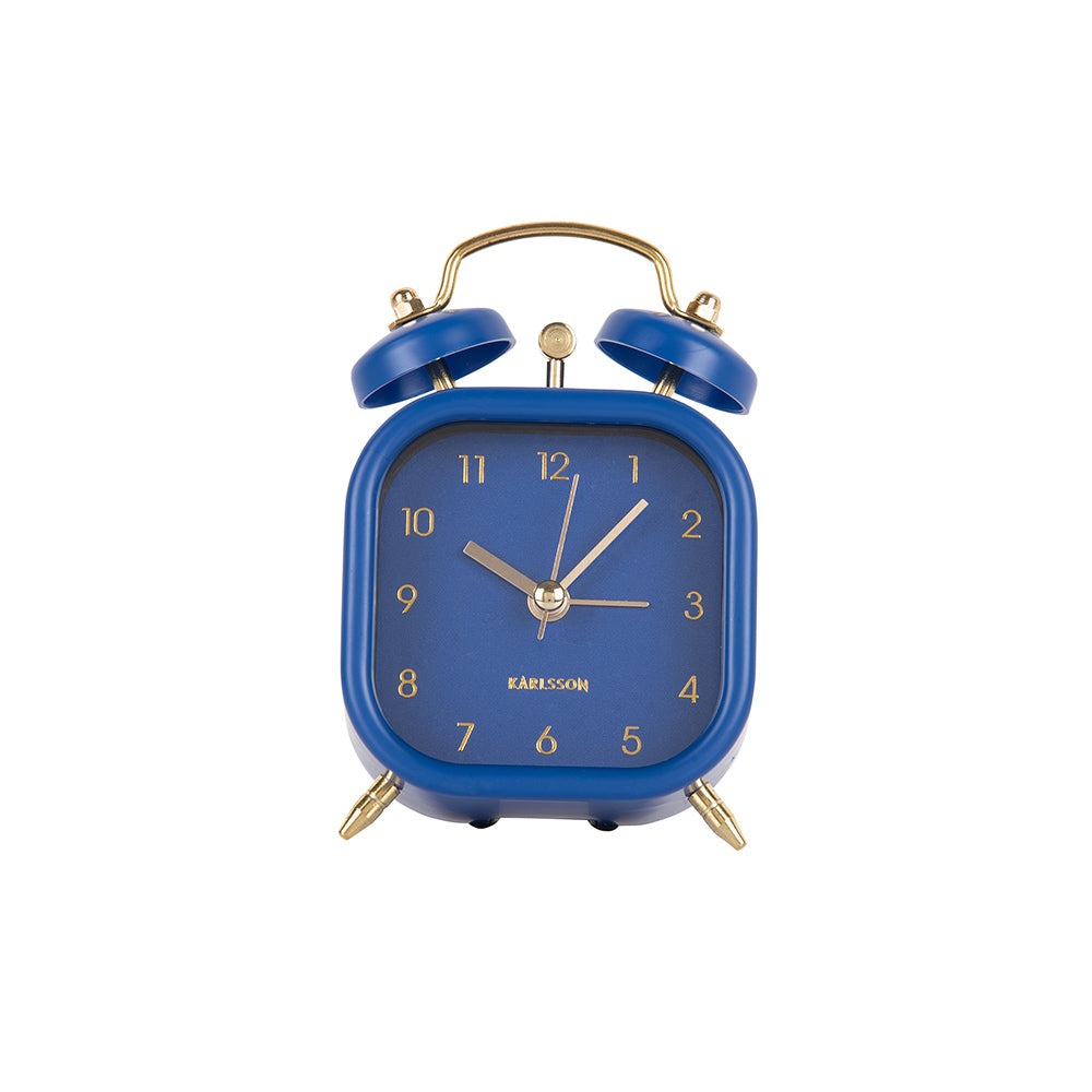 Glam Metallic Square Alarm Clock Small - Dark Blue