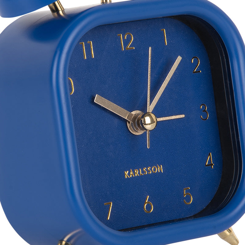 Glam Metallic Square Alarm Clock Small - Dark Blue