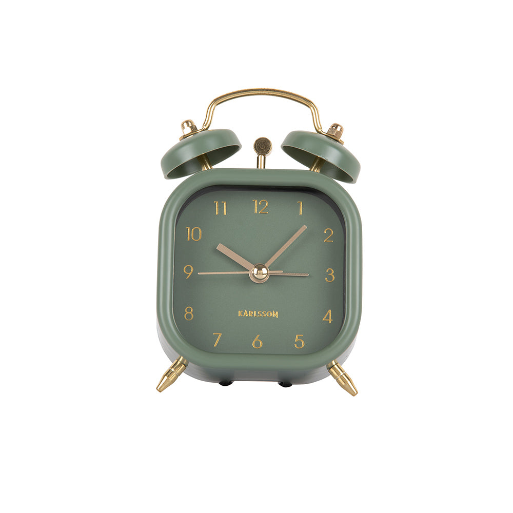 Glam Metallic Square Alarm Clock Small - Green