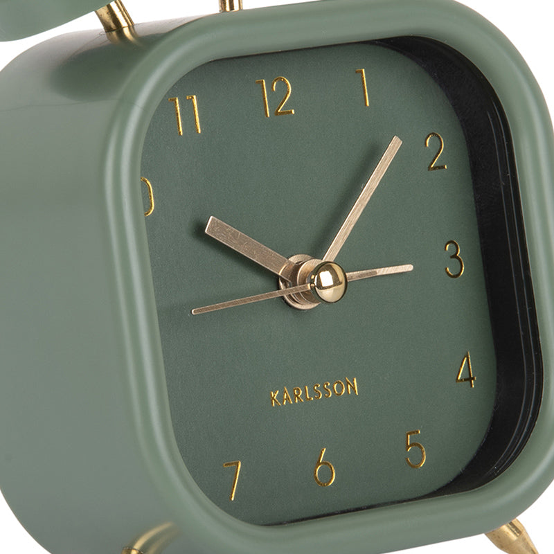 Glam Metallic Square Alarm Clock Small - Green