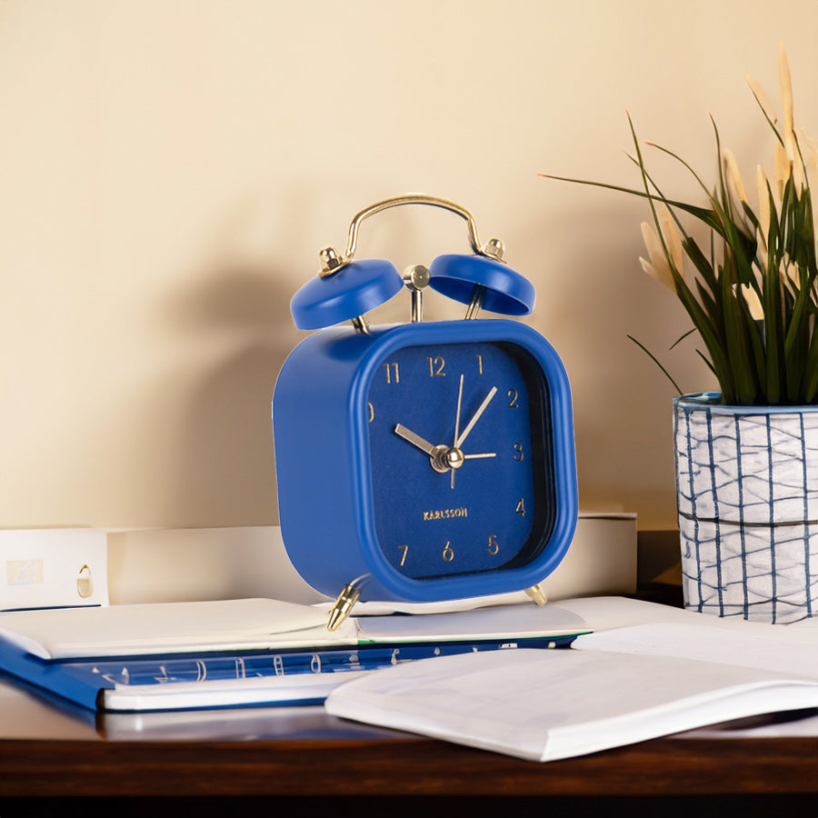 Glam Metallic Square Alarm Clock Small - Dark Blue