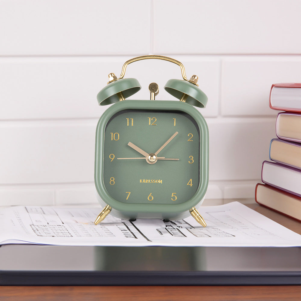 Glam Metallic Square Alarm Clock Small - Green