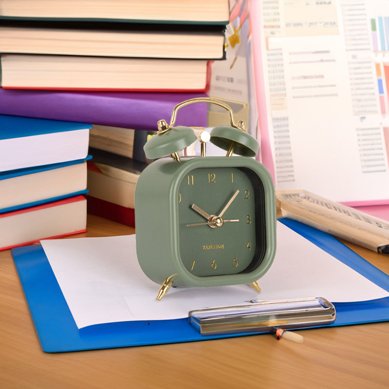 Glam Metallic Square Alarm Clock Small - Green