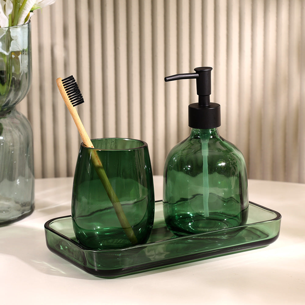 Aurora 3-piece Glass Bathroom Set - Green