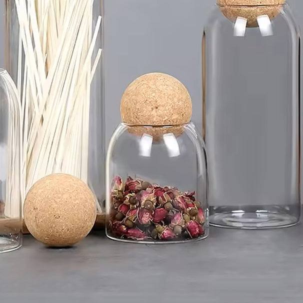 Enhabit Glass Cylindrical Jar with Cork Stopper Small