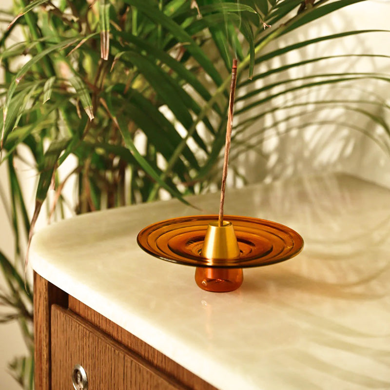 Glass Incense Holder - Amber