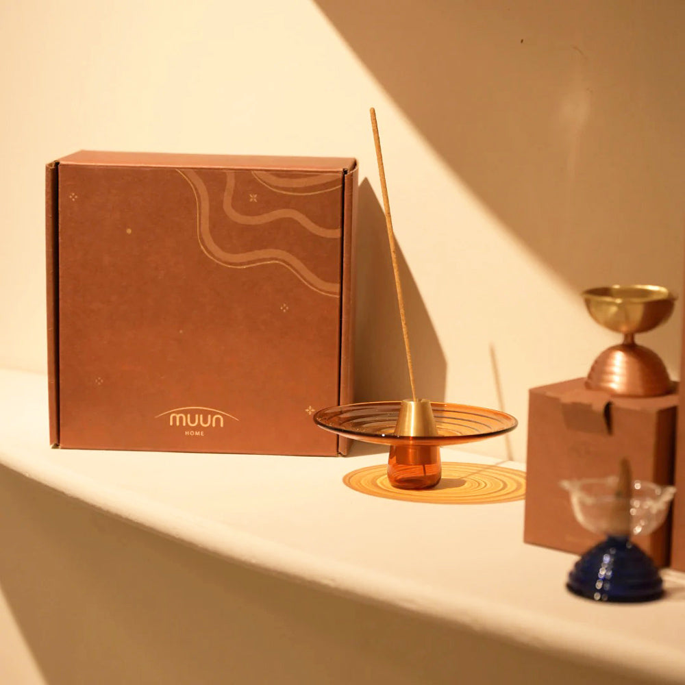 Glass Incense Holder - Amber