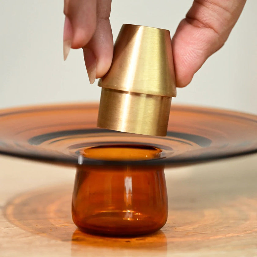 Glass Incense Holder - Amber