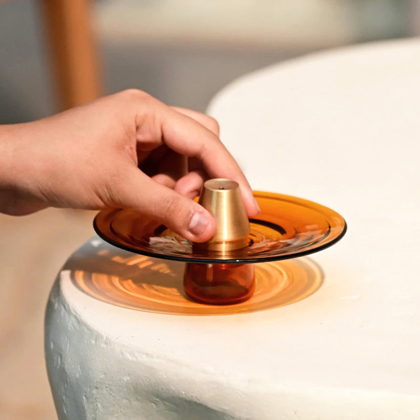 Glass Incense Holder - Amber