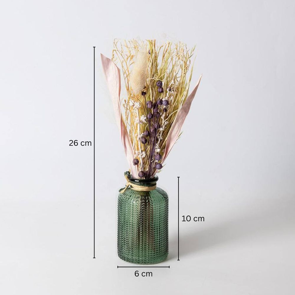 Glass Vase with Dried Bunch Small - Pink Hue