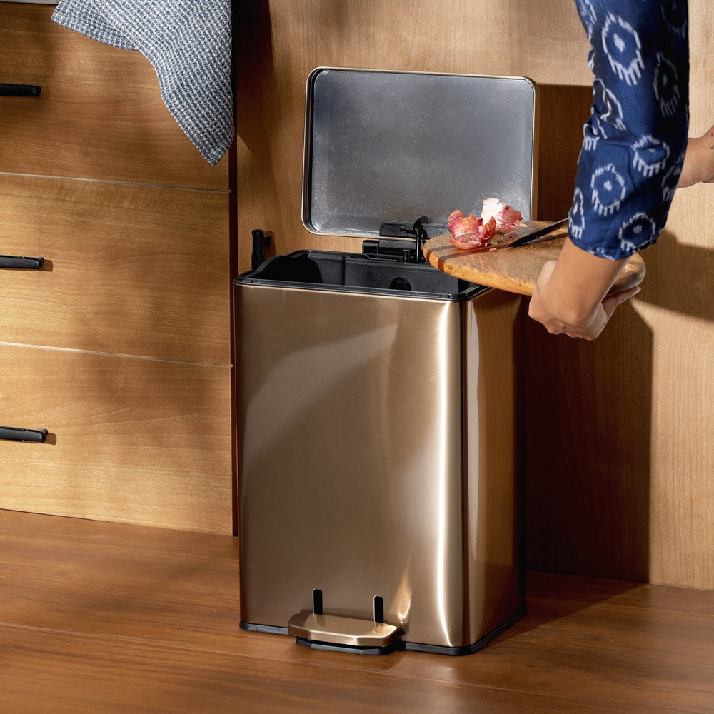 Glint Rectangular Pedal Bin 12L - Champagne