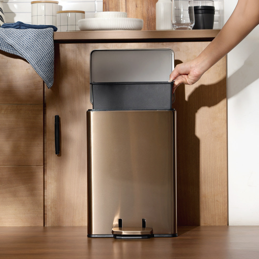Glint Rectangular Pedal Bin 12L - Champagne