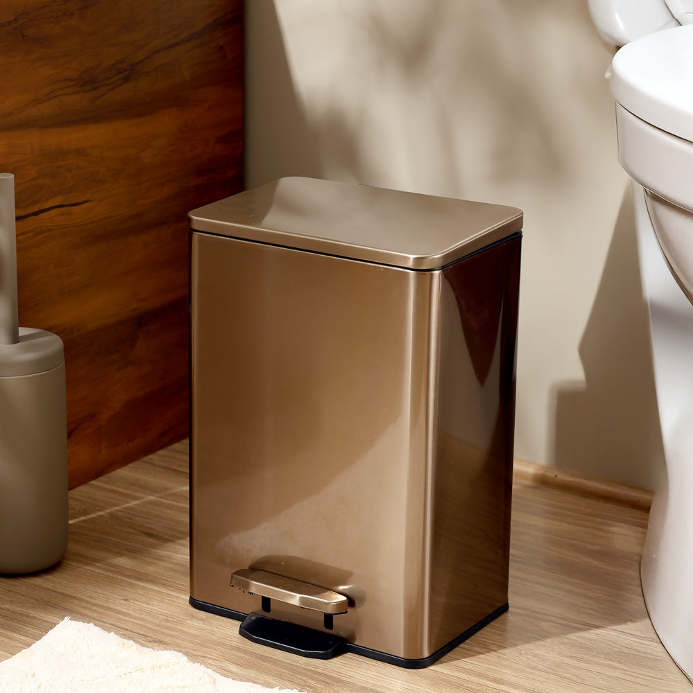 Glint Rectangular Pedal Bin 12L - Champagne