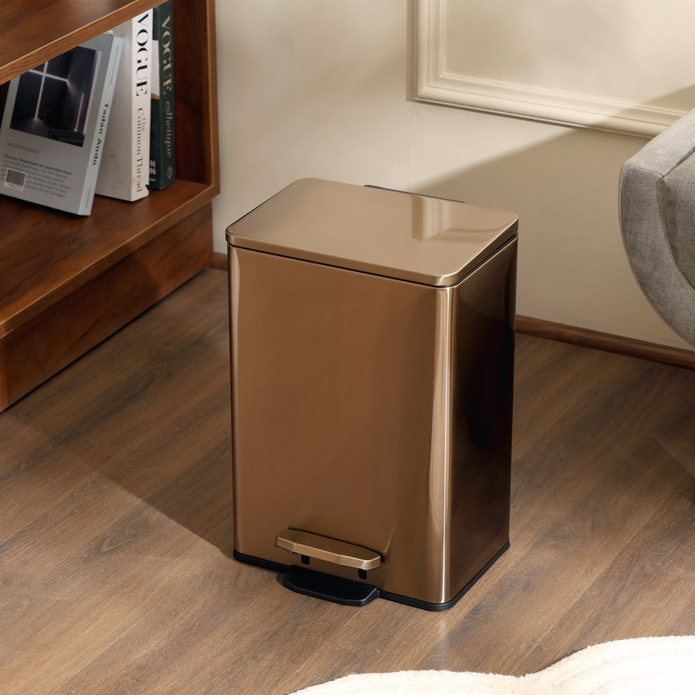 Glint Rectangular Pedal Bin 12L - Champagne