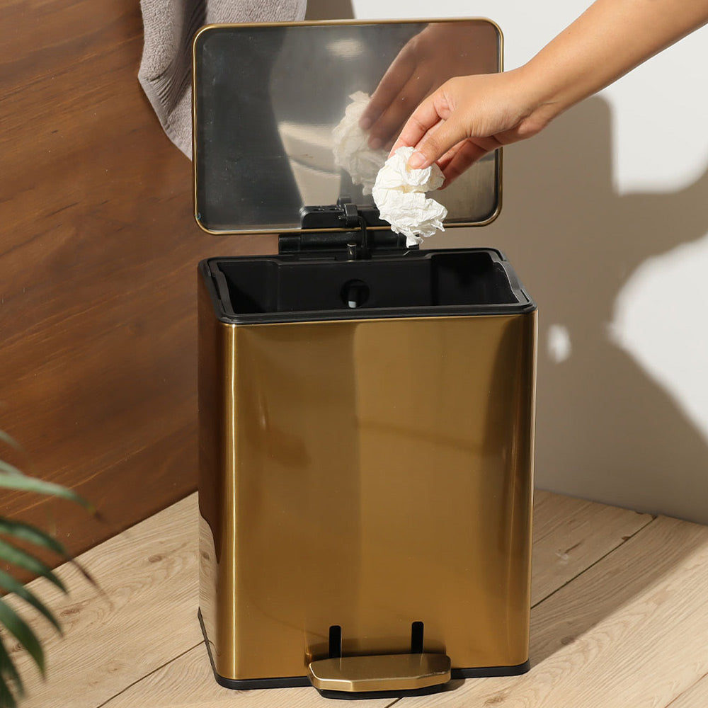 Glint Rectangular Pedal Bin 9L - Gold