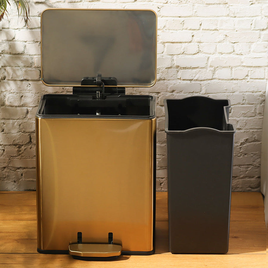 Glint Rectangular Pedal Bin 9L - Gold