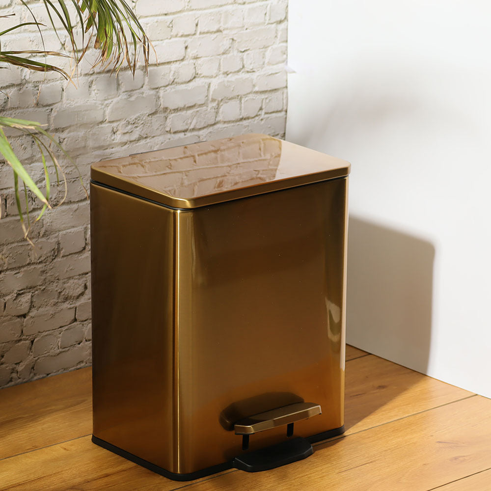 Glint Rectangular Pedal Bin 9L - Gold