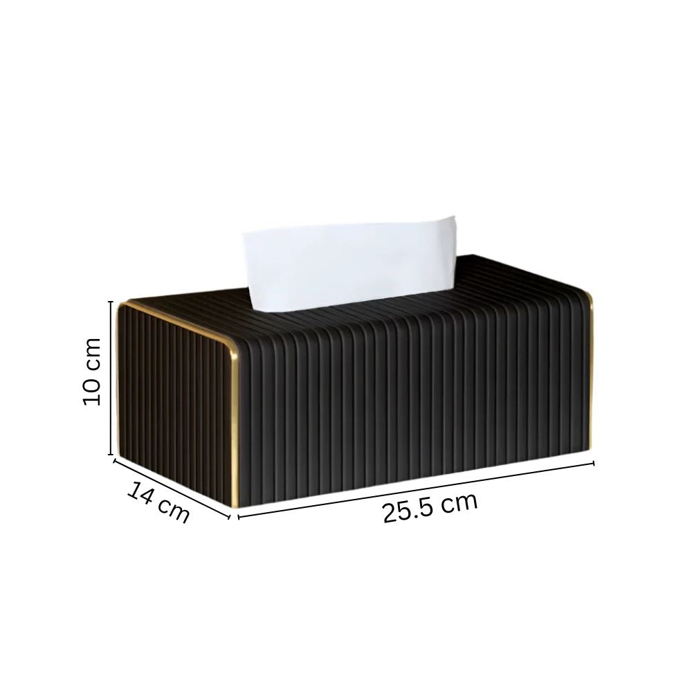 Gold Edge Tissue Box Holder - Black
