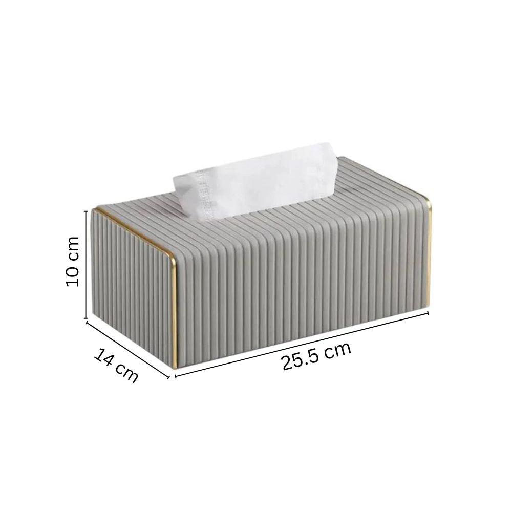 Gold Edge Tissue Box Holder - Light Grey