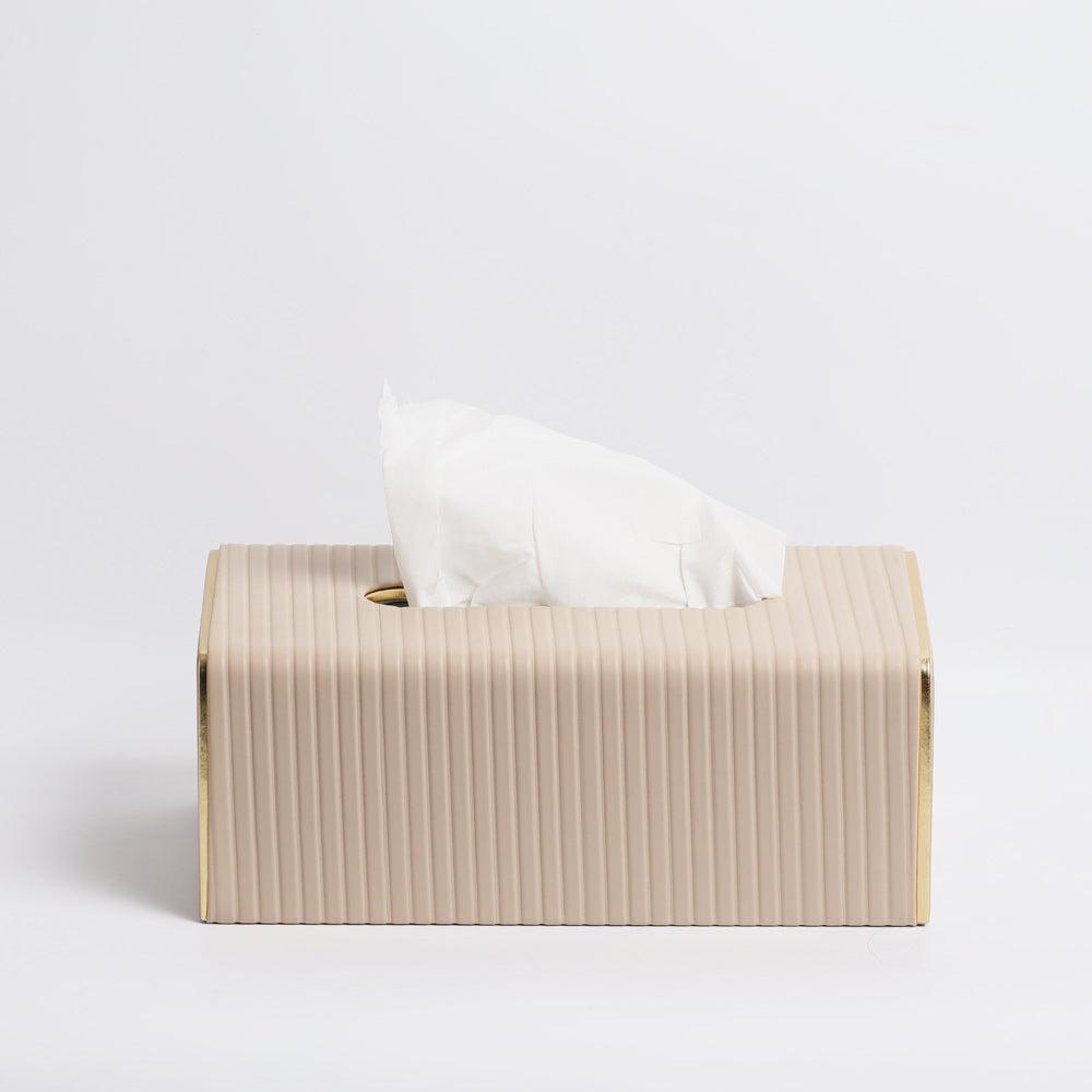 Gold Edge Tissue Box Holder - Taupe