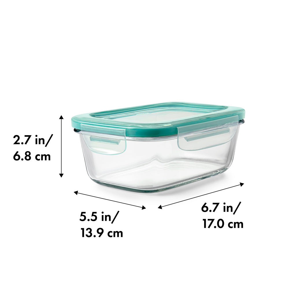 Smart Seal Rectangular Glass Container - 800ml