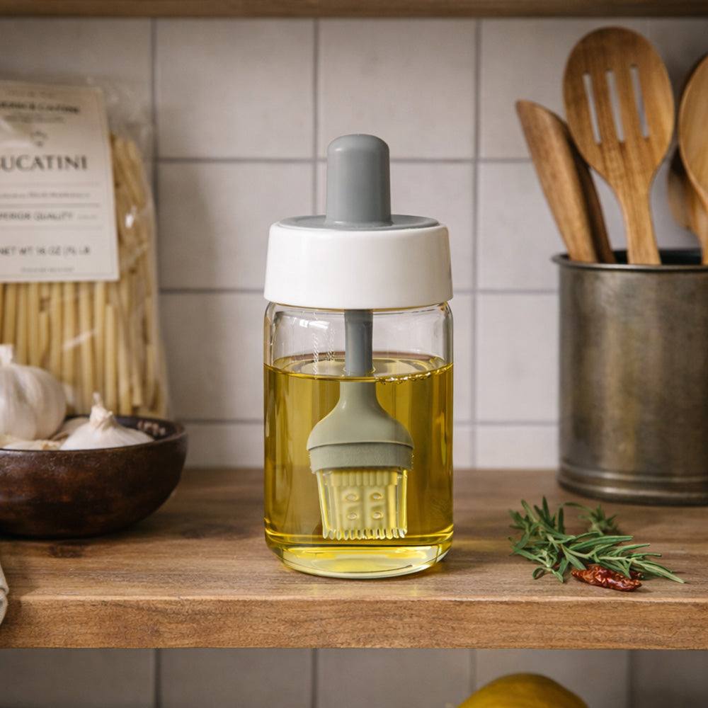 Good Grips Glass Oil Bottle & Silicone Brush Set