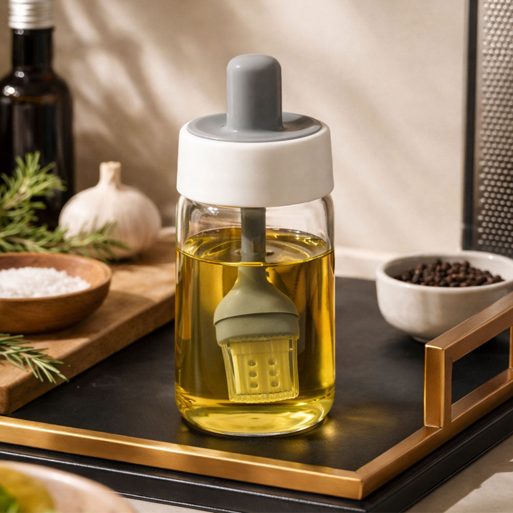 Good Grips Glass Oil Bottle & Silicone Brush Set