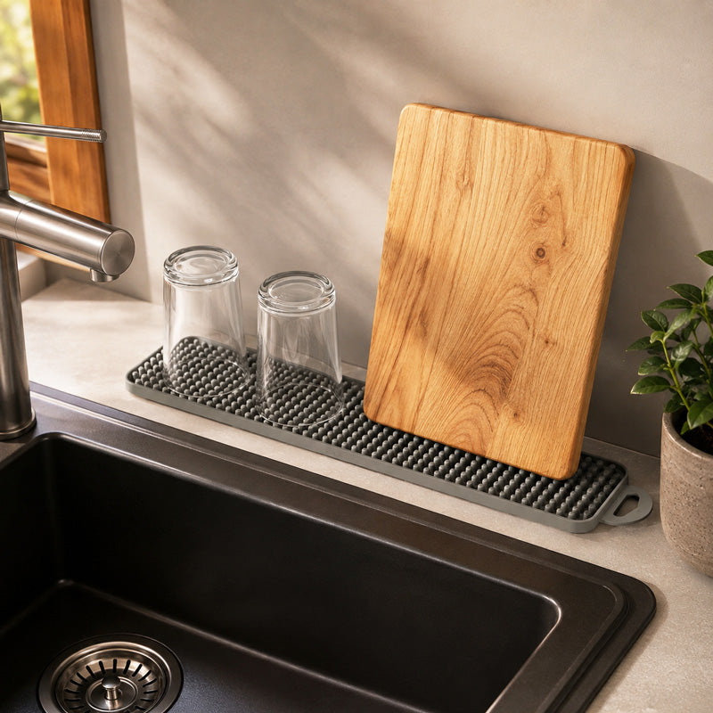 Gravity-Slim Reversible Dish Draining Mat