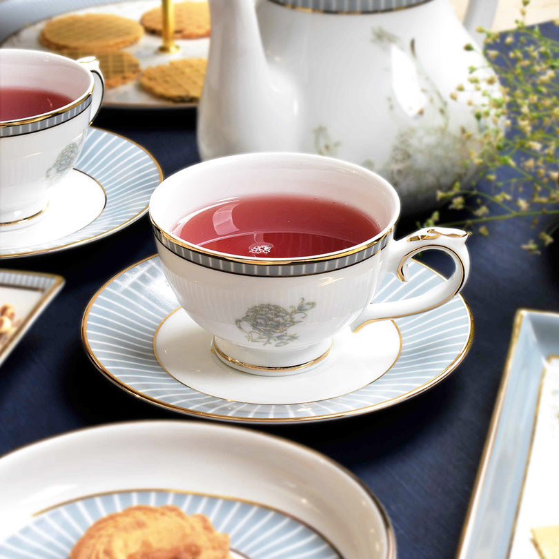 Grey Iris 12-piece Porcelain Cup & Saucer