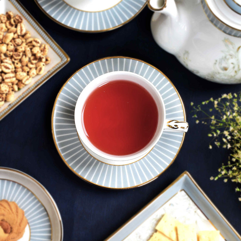 Grey Iris 12-piece Porcelain Cup & Saucer