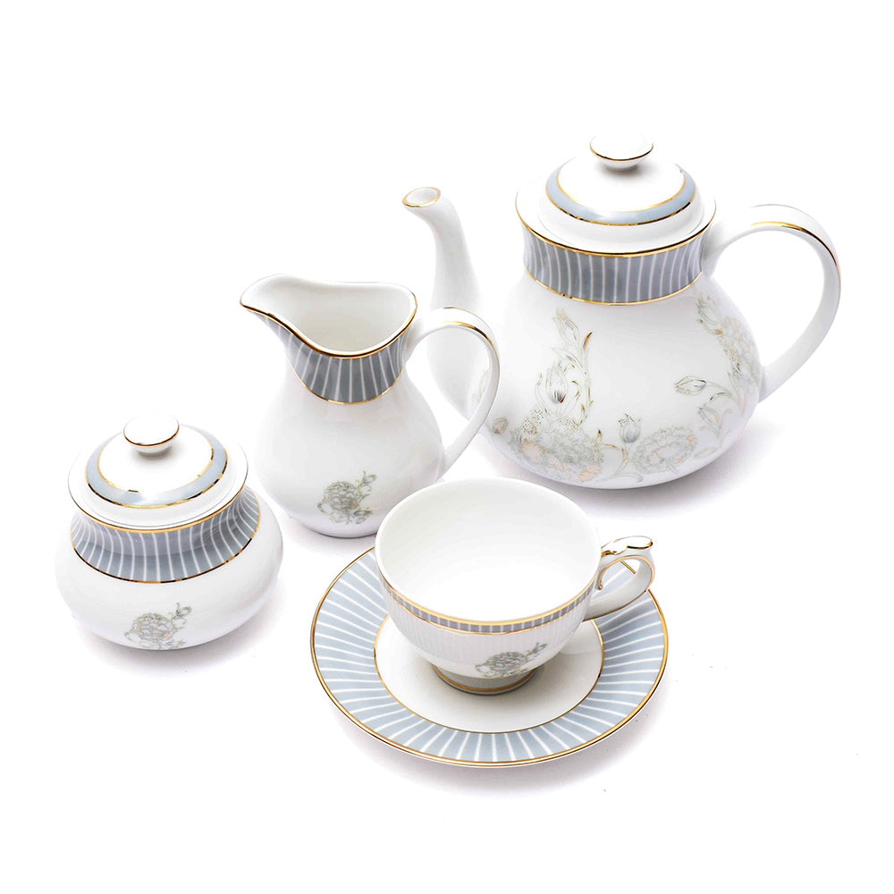 Grey Iris 17-piece Porcelain Tea Set