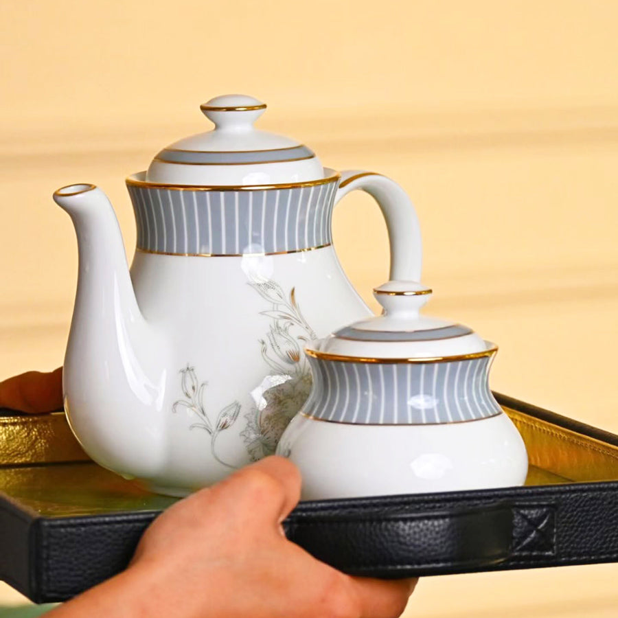 Grey Iris 17-piece Porcelain Tea Set
