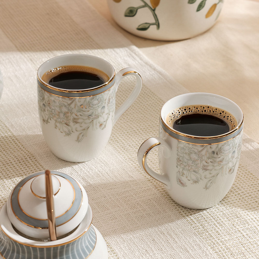 Grey Iris Coupe Coffee Mugs, Set of 2