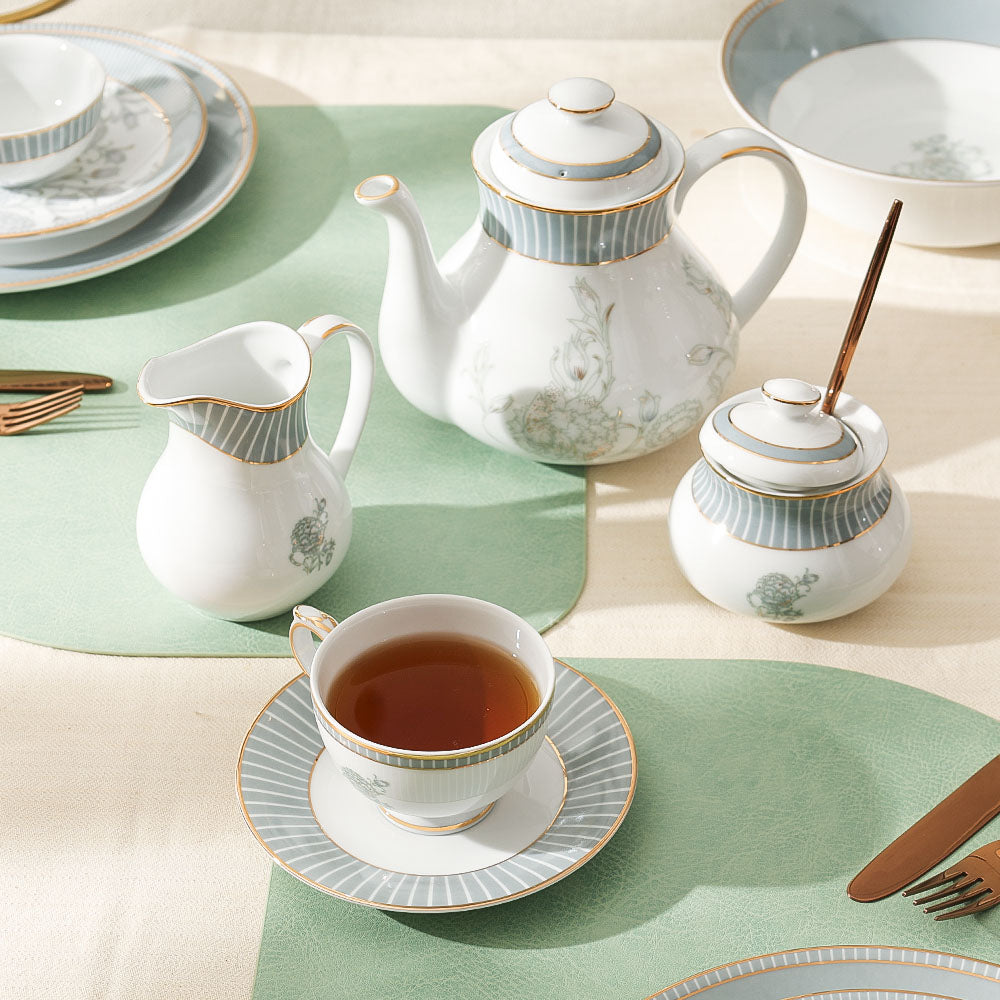 Grey Iris 17-piece Porcelain Tea Set