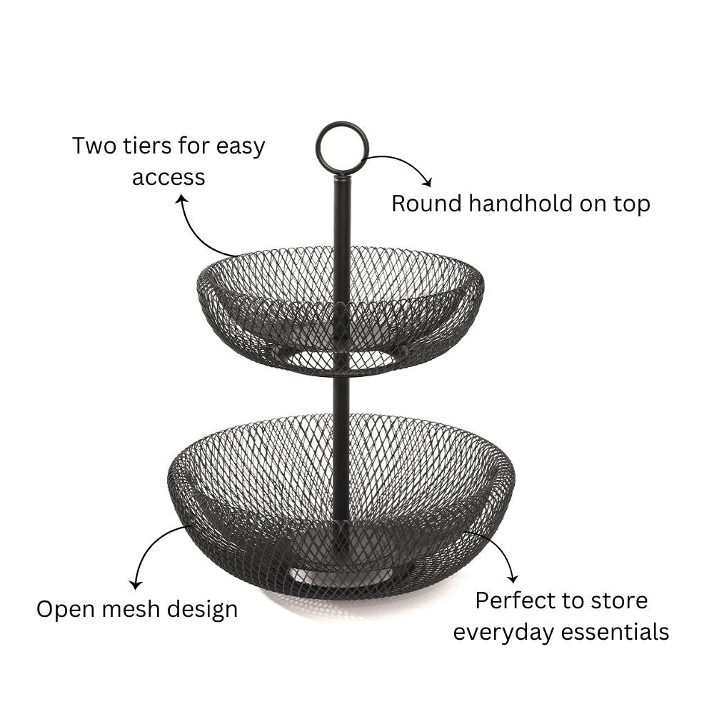 Grid 2-Tier Vegetable Storage Shelf - Black