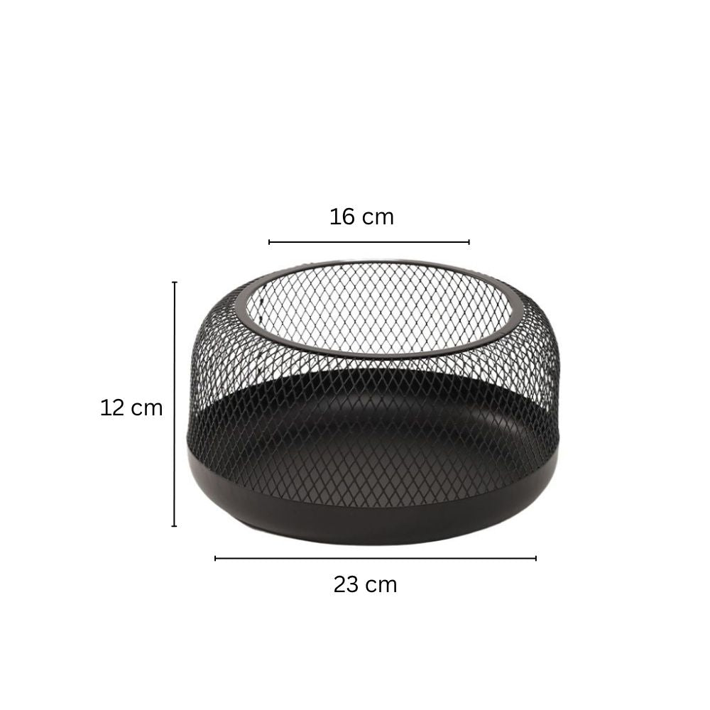 Grid Round Storage Basket Medium - Black