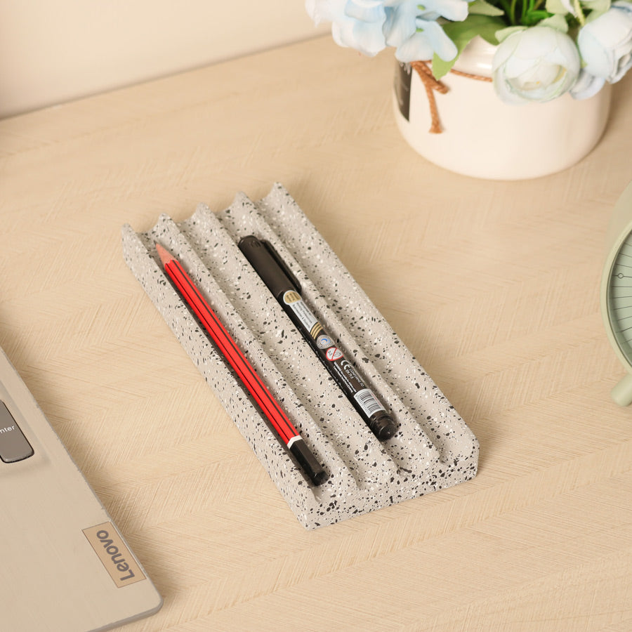 Grooves Pen Tray - Speckled Grey