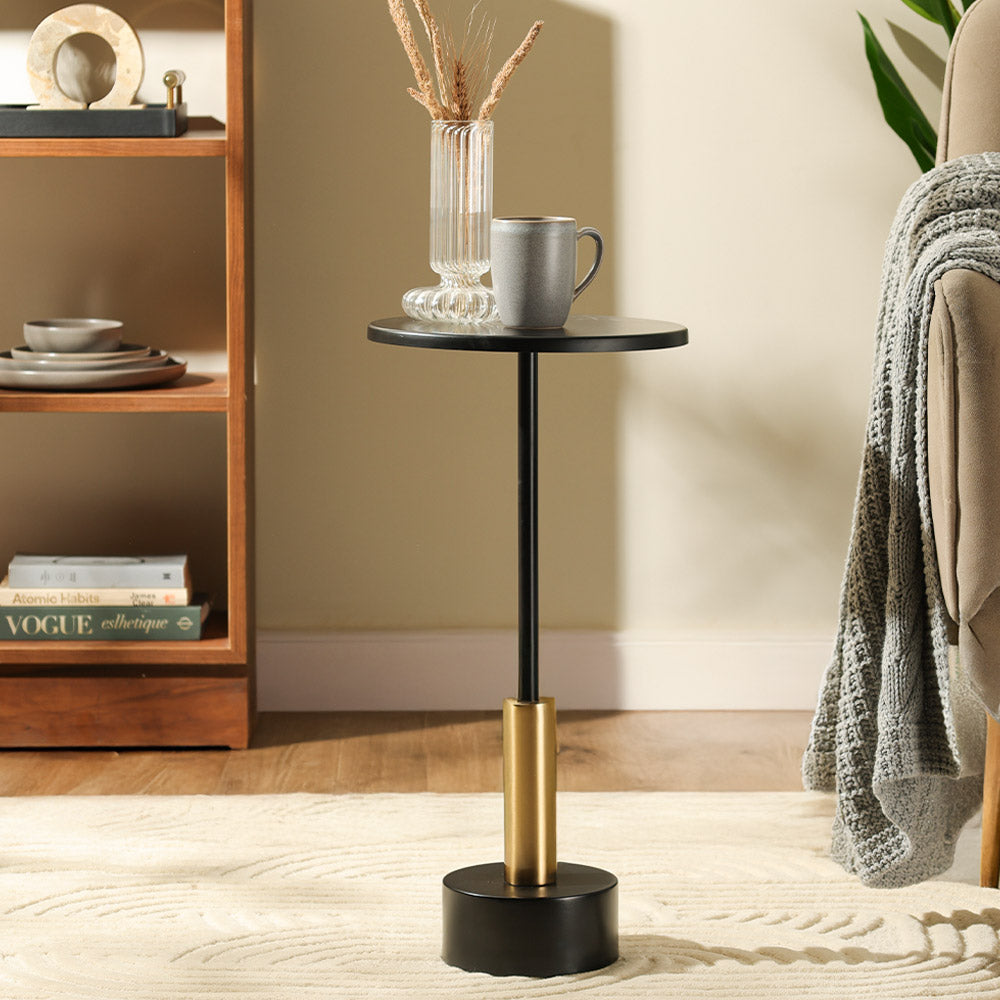 Grotto Pedestal Drink Table - Black Gold