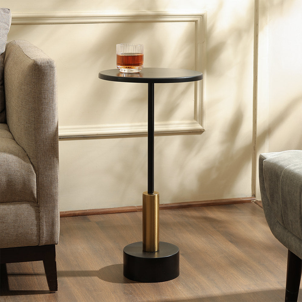Grotto Pedestal Drink Table - Black Gold