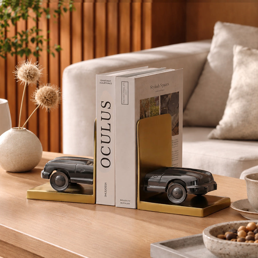 Convertible Metal Bookends, Set of 2 - Grey Gold