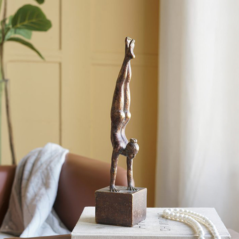 Gymnast Woman Sculpture - Vintage Bronze