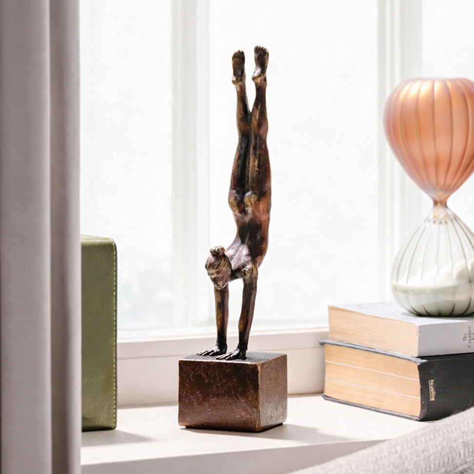 Gymnast Woman Sculpture - Vintage Bronze