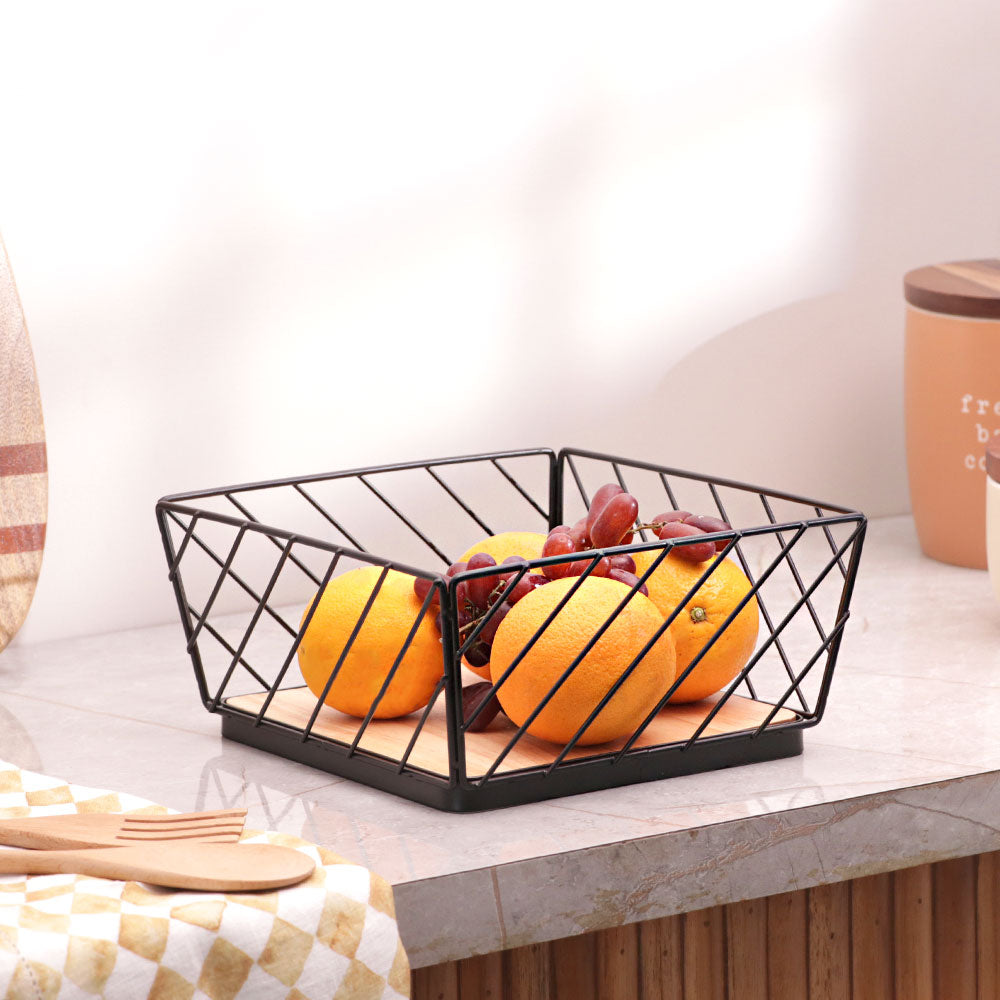 Hafe Square Basket Medium - Black Natural