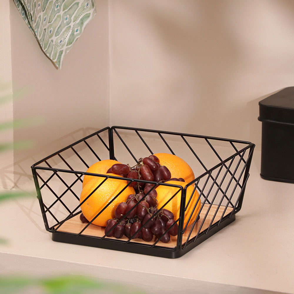 Hafe Square Basket Medium - Black Natural