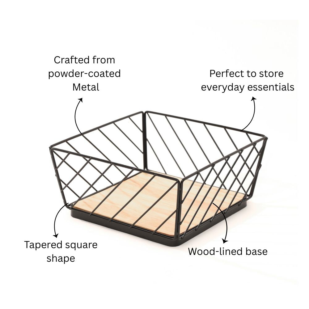 Hafe Square Basket Medium - Black Natural