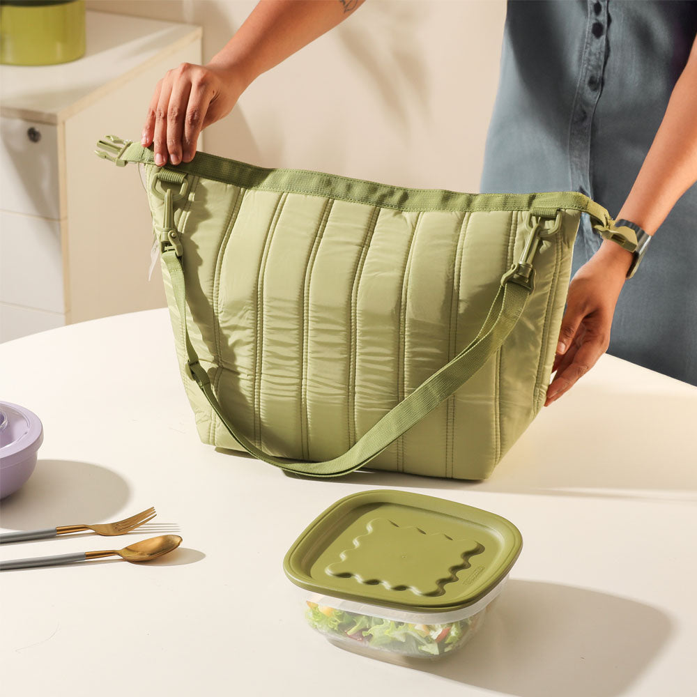 Handy Thermal Bag with Container Large - Green