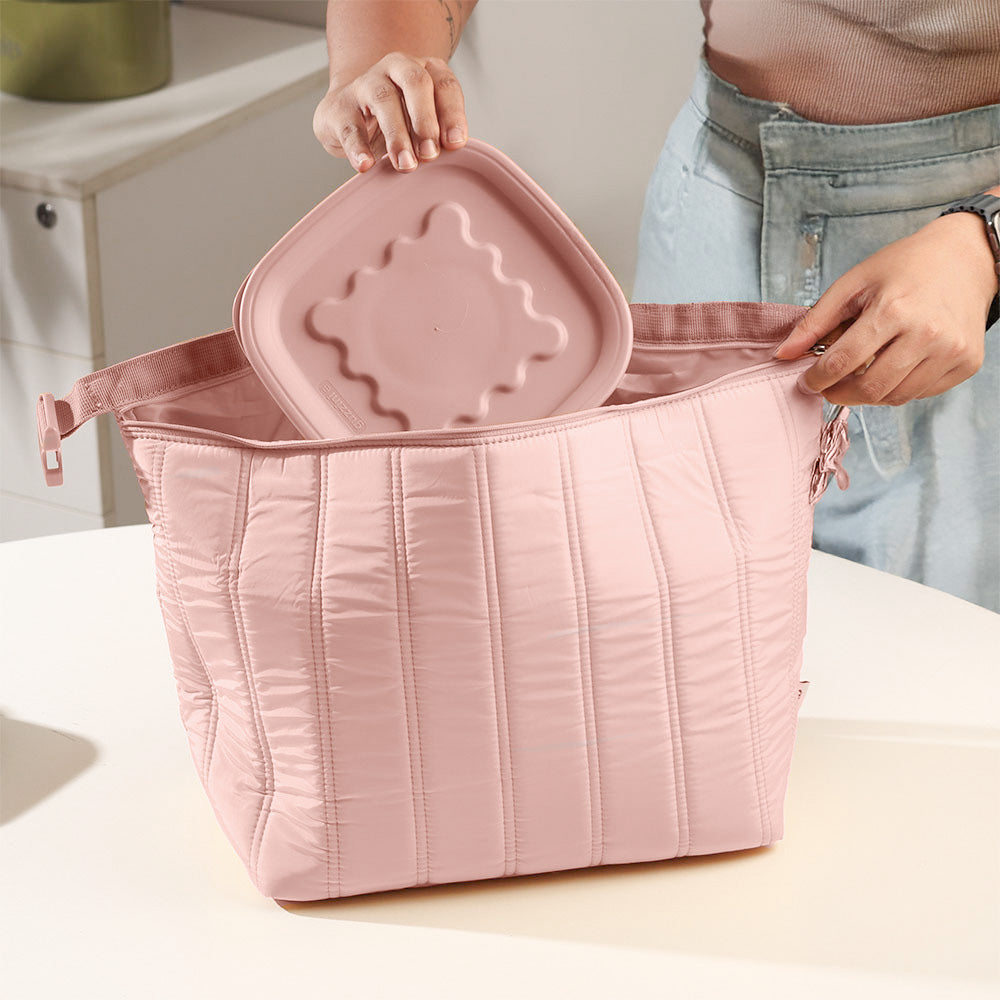 Handy Thermal Bag with Container Large - Pink