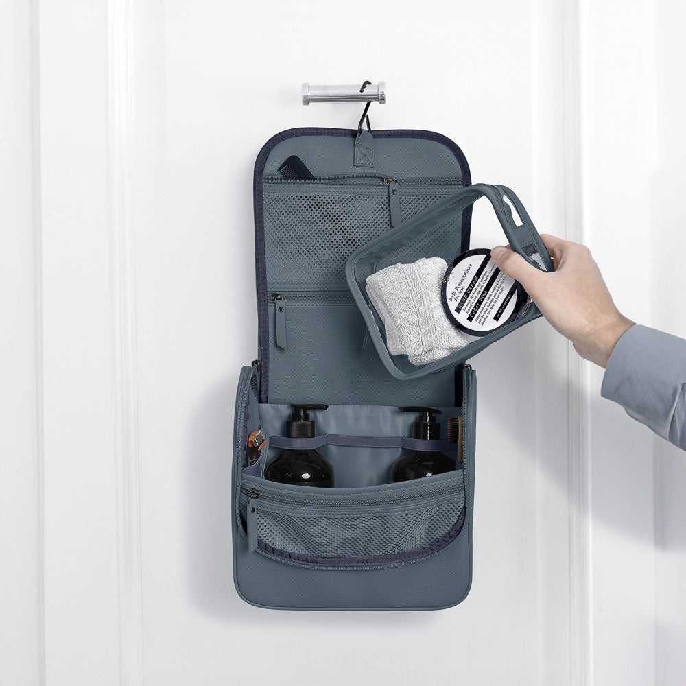 Hanging Travel Washbag Large - Blue Canvas