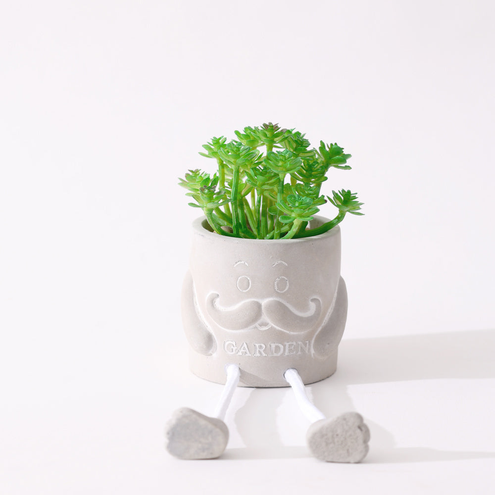 Hangout Gnome Planter with Faux Plant - Grey