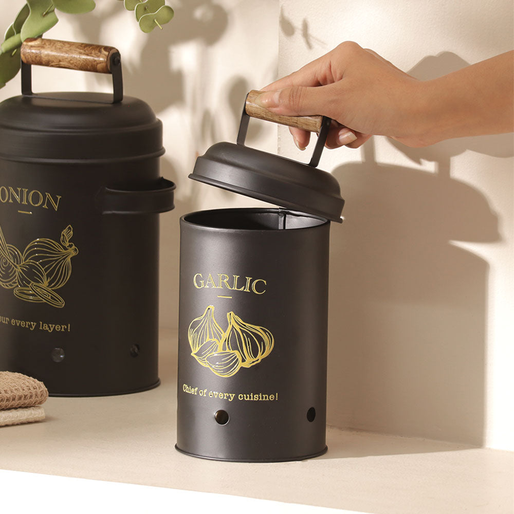 Haus Garlic Storage Bin Medium - Black